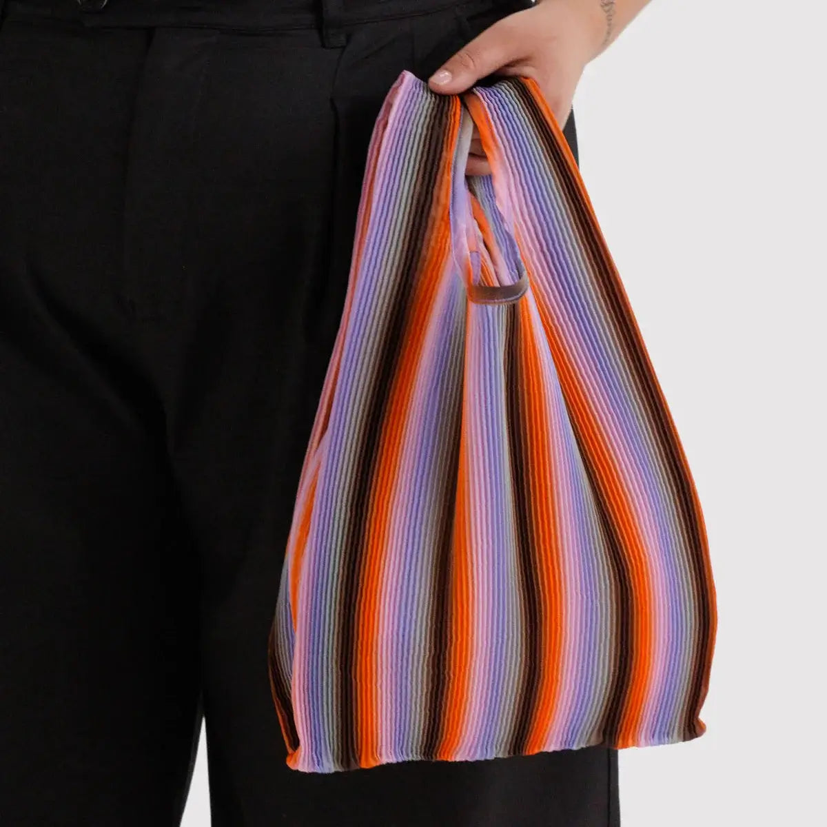 BAGGU - Pleated Baggu - Gradient Stripe Poppy & Lilac
