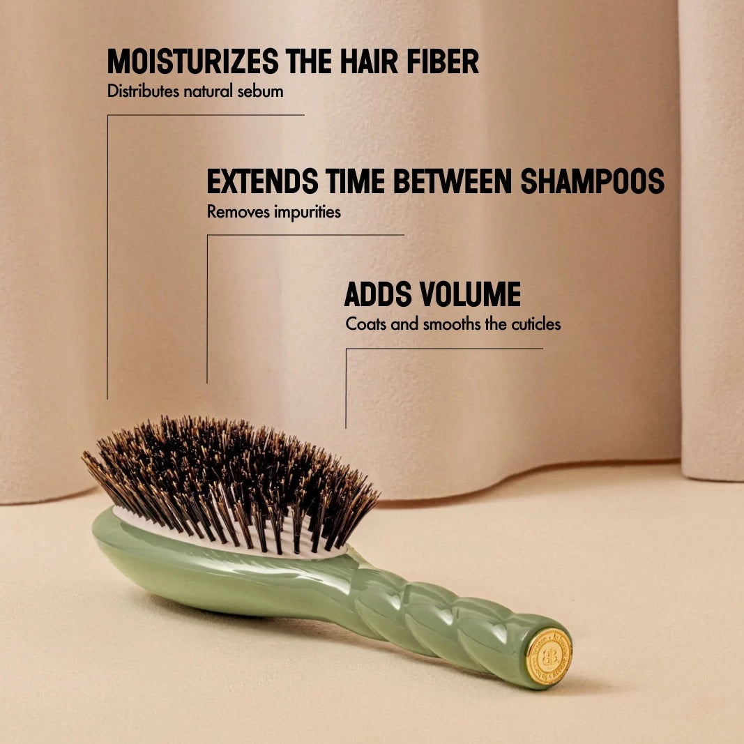 La Bonne Brosse - N.01 The Shine & Care Hair Brush - Almond Green