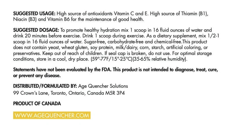 Age Quencher - Hydrate Electrolyte Single Serves
