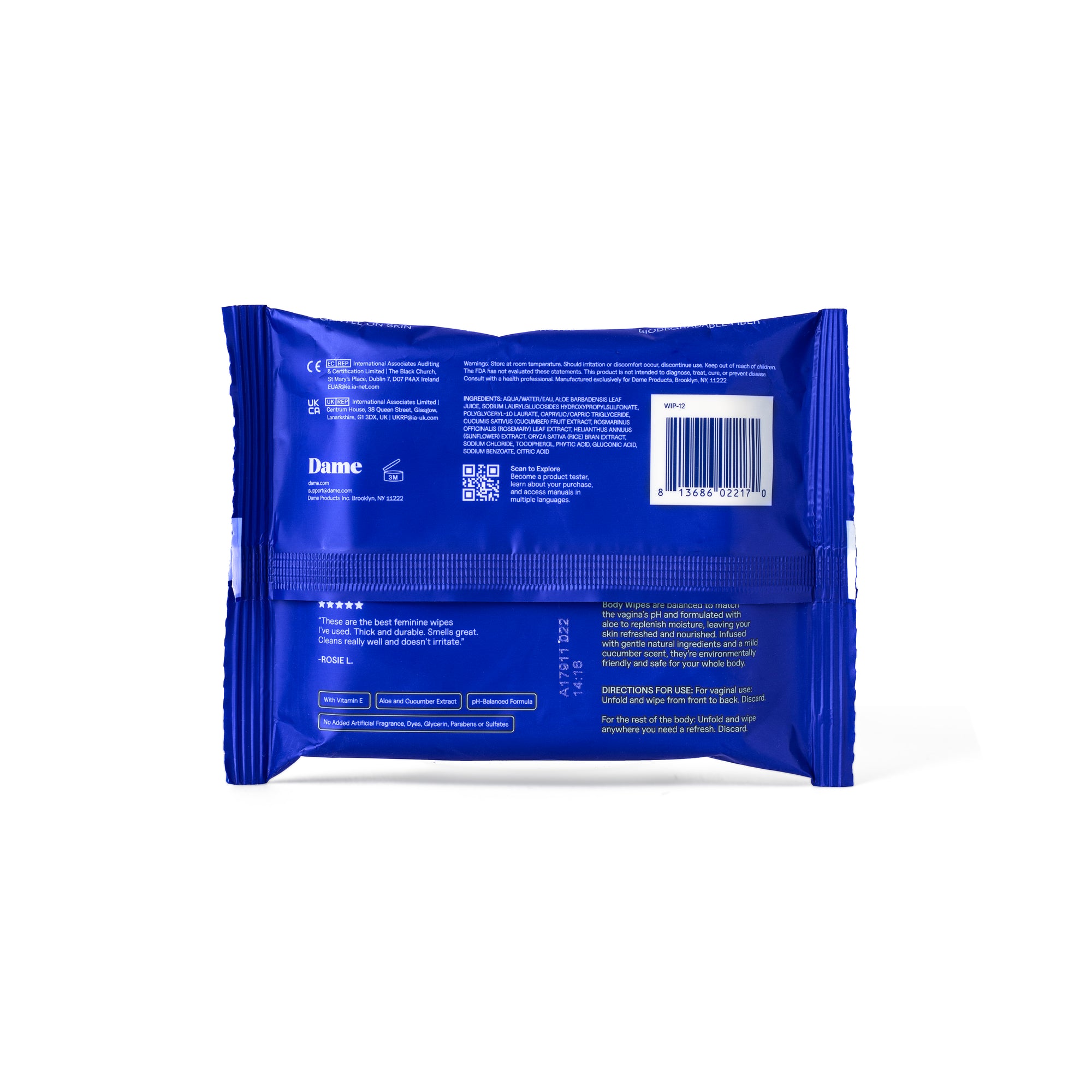 Dame - Aloe & Cucumber Body Wipes