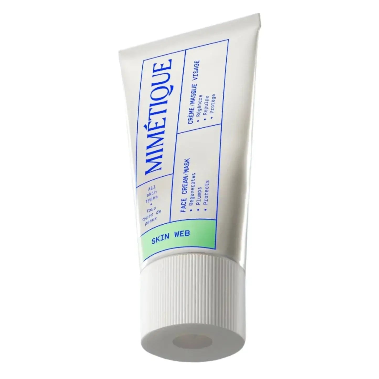 Skin Web face cream and mask tube featuring plant collagen - Living Beauty.