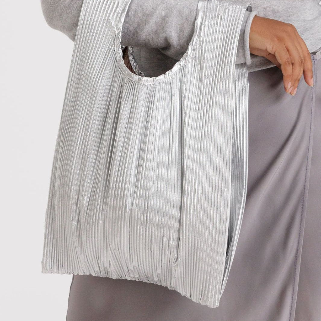 BAGGU - Pleated Baggu - Chrome Metallic